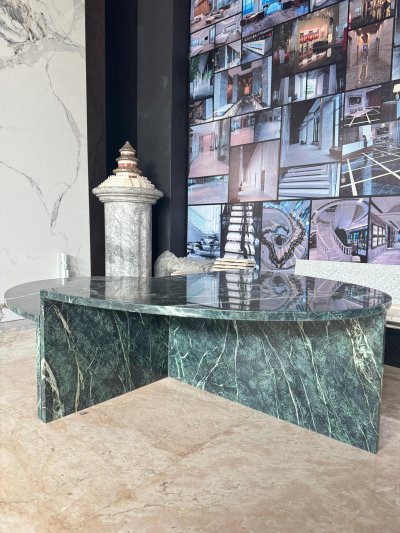 Marble Coffee Table Stacked Emerald Design Veins