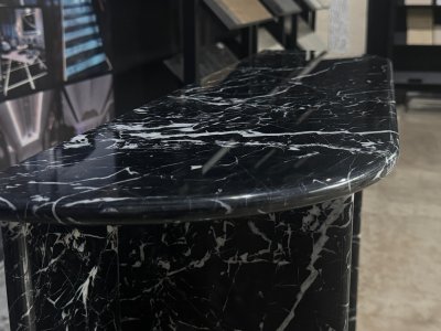 Marble Console Table Round Edge Black Noir