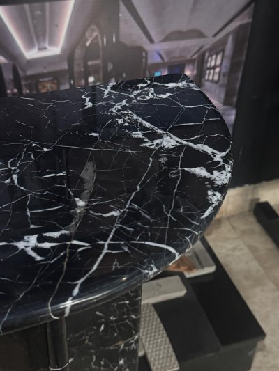 Marble Console Table Round Edge Black Noir