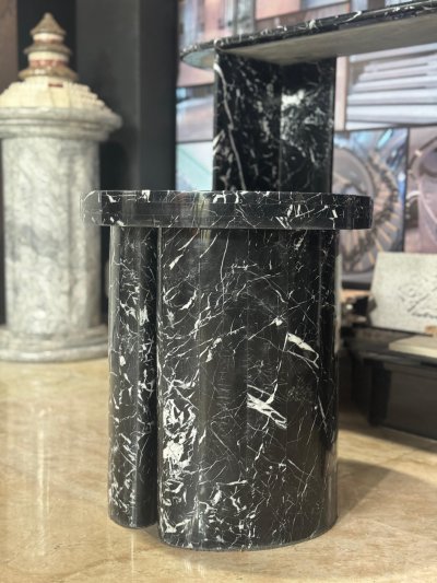 Marble Bedside Table Thick Rounded Twin Stand