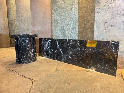 Marble Bedside Table Thick Rounded Twin Stand