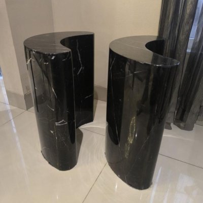 Marble Bedside Table Thick Rounded Twin Stand