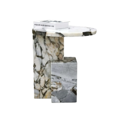 Mable Bedside Table Statued Organized Shaped Round Edge