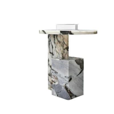 Mable Bedside Table Statued Organized Shaped Round Edge