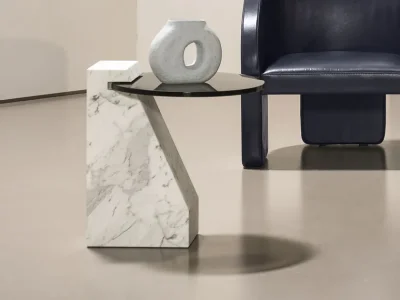 Marble Side Table Hanged Top Structural Side