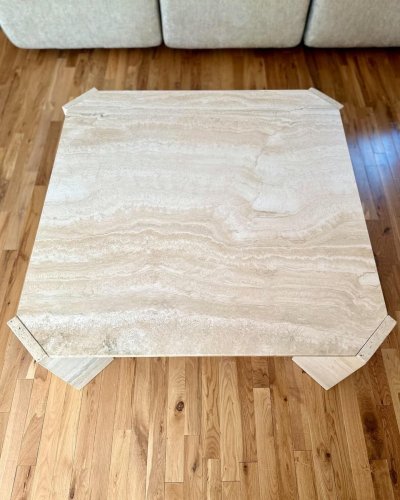 Marble Coffee Table Cube Hanged Top Structured