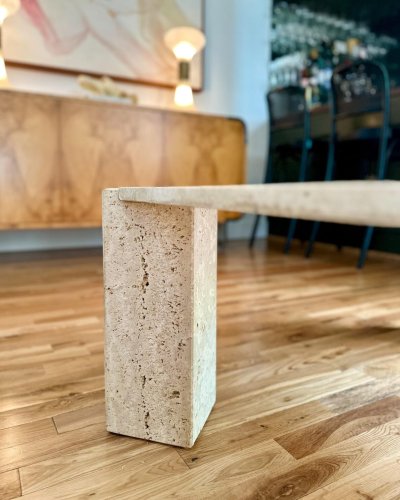 Marble Coffee Table Cube Hanged Top Structured