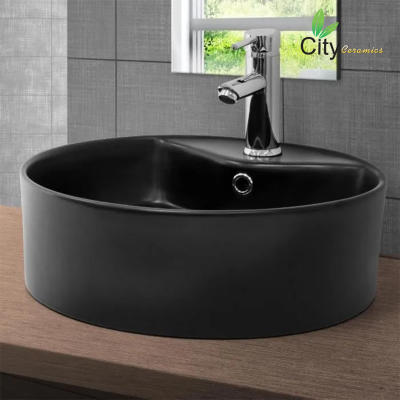 CITY อ่างล้างหน้าวางบนเคาน์เตอร์ รุ่น CT-512 สีดำ ทรงกลม