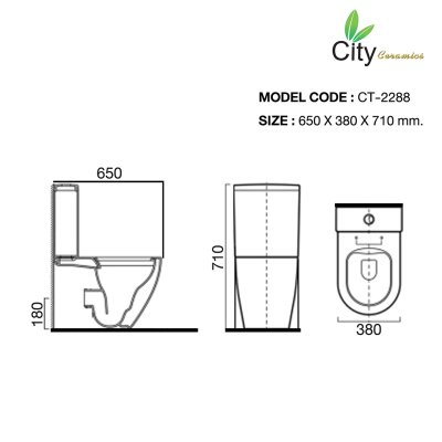 CITY โถสุขภัณฑ์แบบชิ้นเดียว รุ่น CT-2288 สีขาว