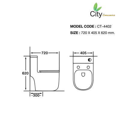 CITY โถสุขภัณฑ์แบบชิ้นเดียว รุ่น CT-4402 สีขาว