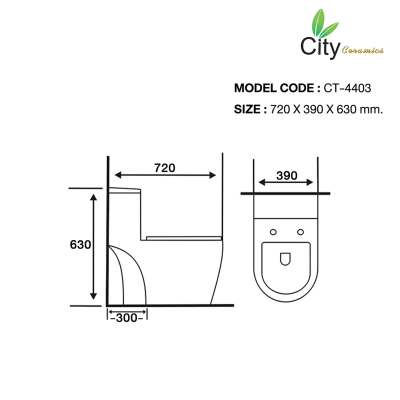 CITY โถสุขภัณฑ์แบบชิ้นเดียว รุ่น CT-4403 สีขาว