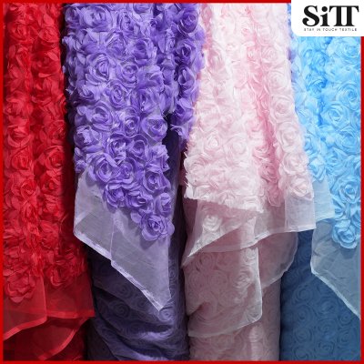 ผ้าลูกไม้กุหลาบ 3D