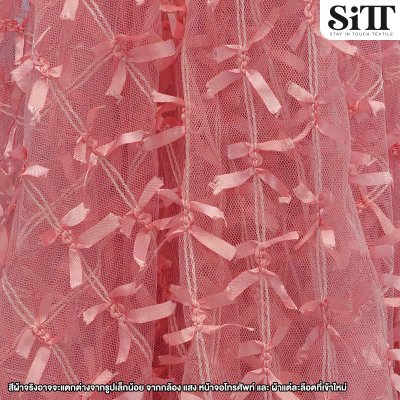 ผ้าตาข่ายลายโบว์ริบบิ้น