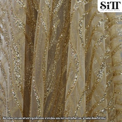 ผ้าลูกไม้กากเพชร [ลายคลื่น]