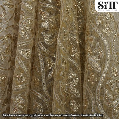 ผ้าลูกไม้กากเพชร [ลายไทย]