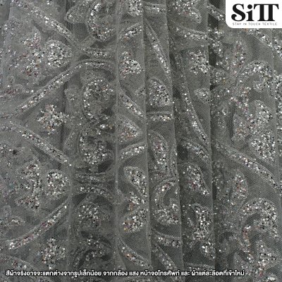 ผ้าลูกไม้กากเพชร [ลายไทย]