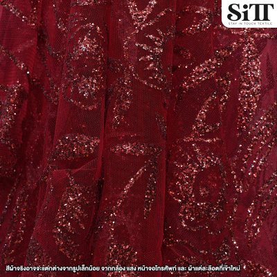 ผ้าลูกไม้กากเพชร [ลายดอกไม้]