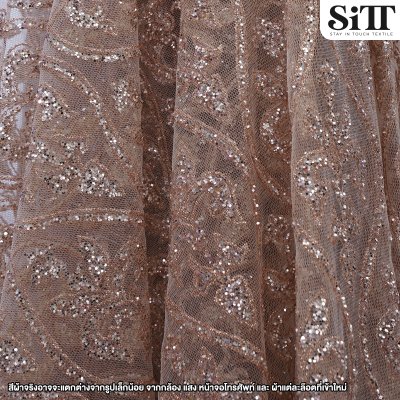 ผ้าลูกไม้กากเพชร [ลายไทย]