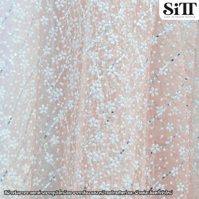 ผ้าตาข่ายลายดอกซากุระกากเพชร