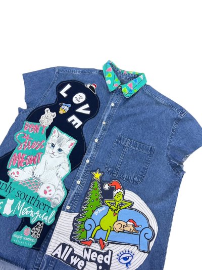 VIPER Sleeveless Denim Shirt - Life is Meowgical
