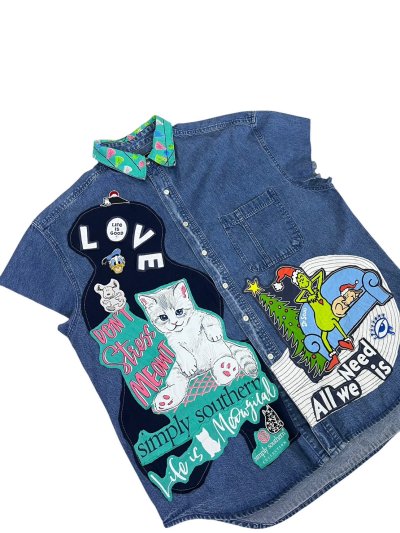 VIPER Sleeveless Denim Shirt - Life is Meowgical
