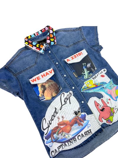 VIPER Sleeveless Denim Shirt - Sp*ngebob