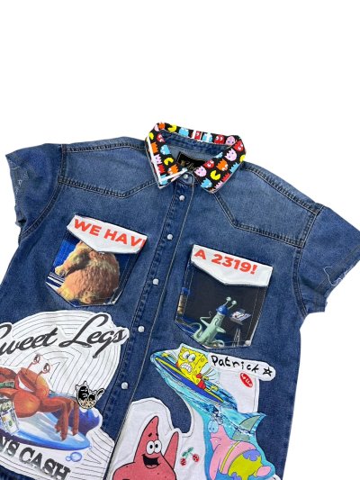 VIPER Sleeveless Denim Shirt - Sp*ngebob