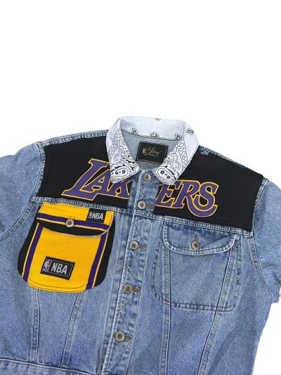 SCYTHE Denim Vest - LAKERS (square pocket)