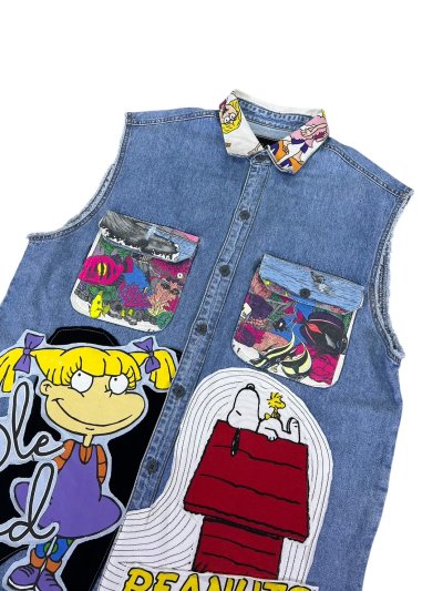 VIPER Sleeveless Denim Shirt - Pean*ts : G*rfield