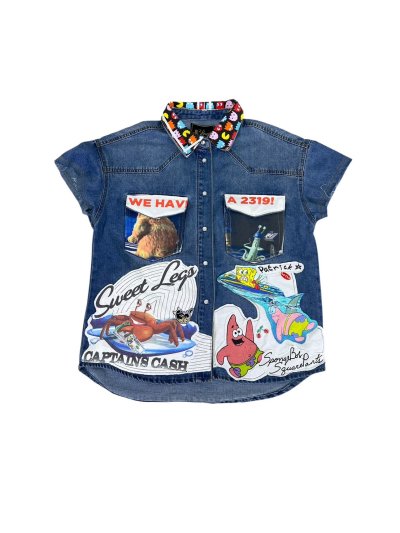 VIPER Sleeveless Denim Shirt - Sp*ngebob
