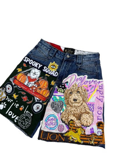 SLASHER Denim Shorts - Spooky Squad (L)