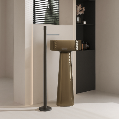 อ่างล้างหน้าเรซิ่นโปร่งใสแบบแท่นตั้งพื้นทรงกรวย LumiCone™ รุ่น RS-4590R