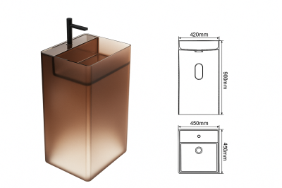 RS-9042S LumiStone™ Transparent Resin Square Pedestal Basin