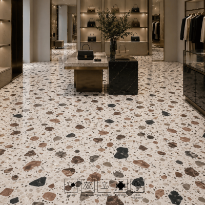 Mid-Flower Green and Red Terrazzo