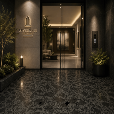 Black Middle Flower Terrazzo