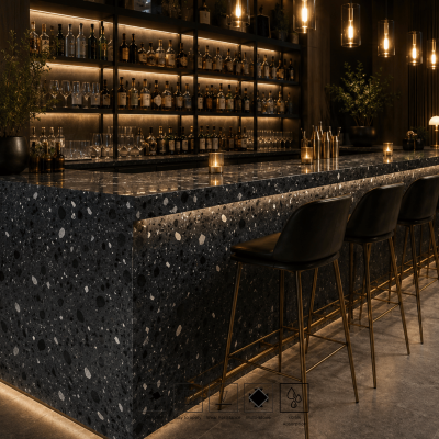Silver Dragon Black Terrazzo