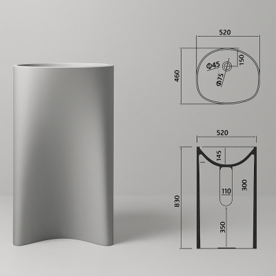 SS-5283C StoneBlend™ Artistic Solid Surface Pedestal Basin