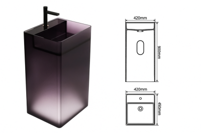 RS-9042S LumiStone™ Transparent Resin Square Pedestal Basin