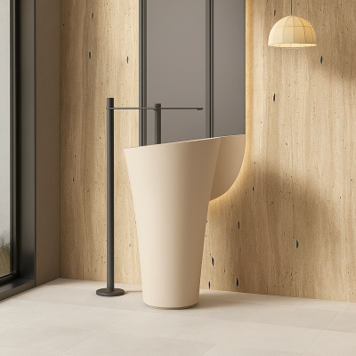 อ่างล้างหน้าแบบแท่นตั้งพื้นทรงกลม วัสดุหินสังเคราะห์ StoneForm™ รุ่น SS-5187R