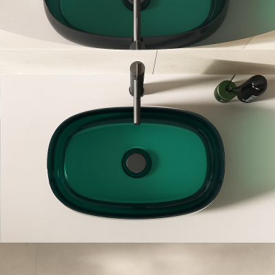 อ่างล้างหน้าเรซิ่นใสแบบวางบนเคาน์เตอร์ LumiOval™ รุ่น RS-5814O