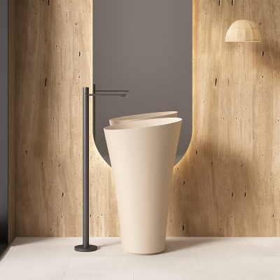 อ่างล้างหน้าแบบแท่นตั้งพื้นทรงกลม วัสดุหินสังเคราะห์ StoneForm™ รุ่น SS-5187R