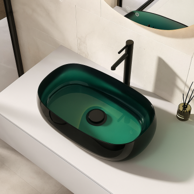 อ่างล้างหน้าเรซิ่นใสแบบวางบนเคาน์เตอร์ LumiOval™ รุ่น RS-5814O