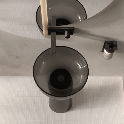 อ่างล้างหน้าเรซิ่นโปร่งใสแบบแท่นตั้งพื้น LumiStem™ รุ่น RS-4885T