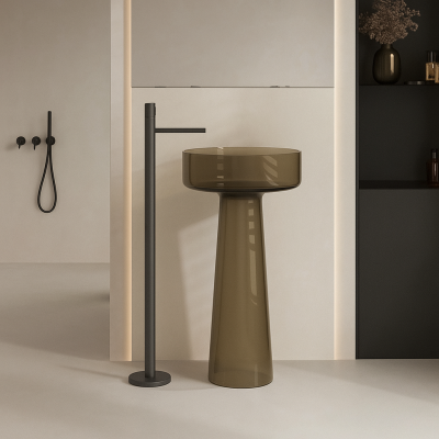 อ่างล้างหน้าเรซิ่นโปร่งใสแบบแท่นตั้งพื้นทรงกรวย LumiCone™ รุ่น RS-4590R