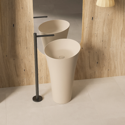 อ่างล้างหน้าแบบแท่นตั้งพื้นทรงกลม วัสดุหินสังเคราะห์ StoneForm™ รุ่น SS-5187R