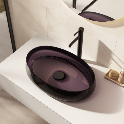 อ่างล้างหน้าเรซิ่นโปร่งใสแบบวางบนเคาน์เตอร์ LumiPure™ รุ่น RS-5812O