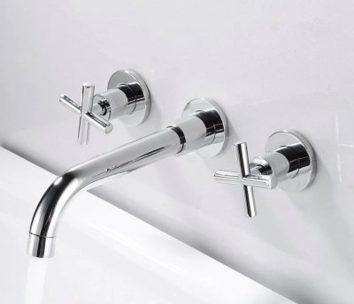 Wall spout + Cross taps Chrome