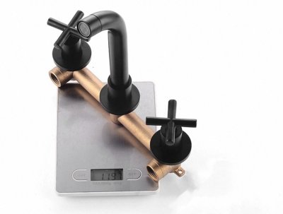 Wall spout + Cross taps Polished Brass