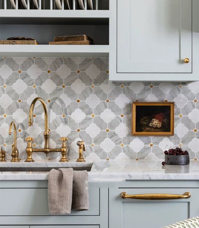 Stone mosaic (White flower + Grey background)