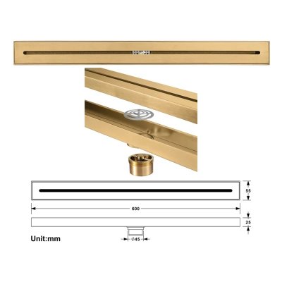 Linear Floor Drain + Polished Brass